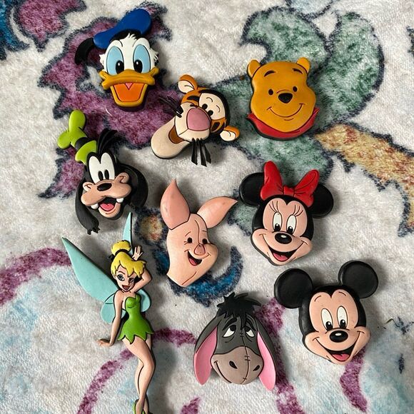 Disney Vintage Parks Pooh Mickey Character Magnet Set soft 3D Goofy tinkerbell 9 - Picture 3 of 6